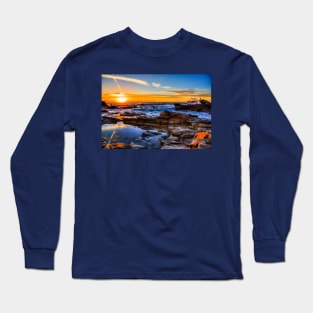 Godrevy Lighthouse, Golden Cornwall Sunset Long Sleeve T-Shirt